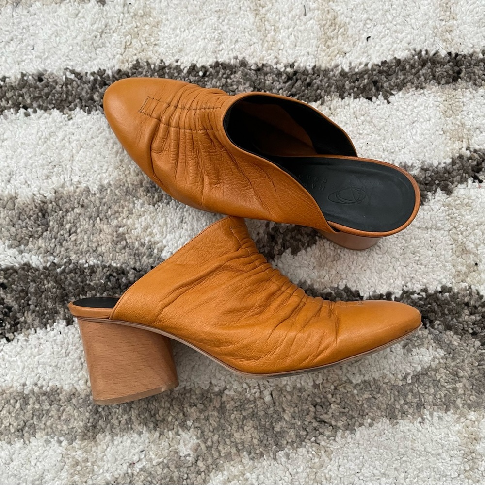 Zero + Maria Cornejo Mustard Block Heel Mules - Picture 2 of 10